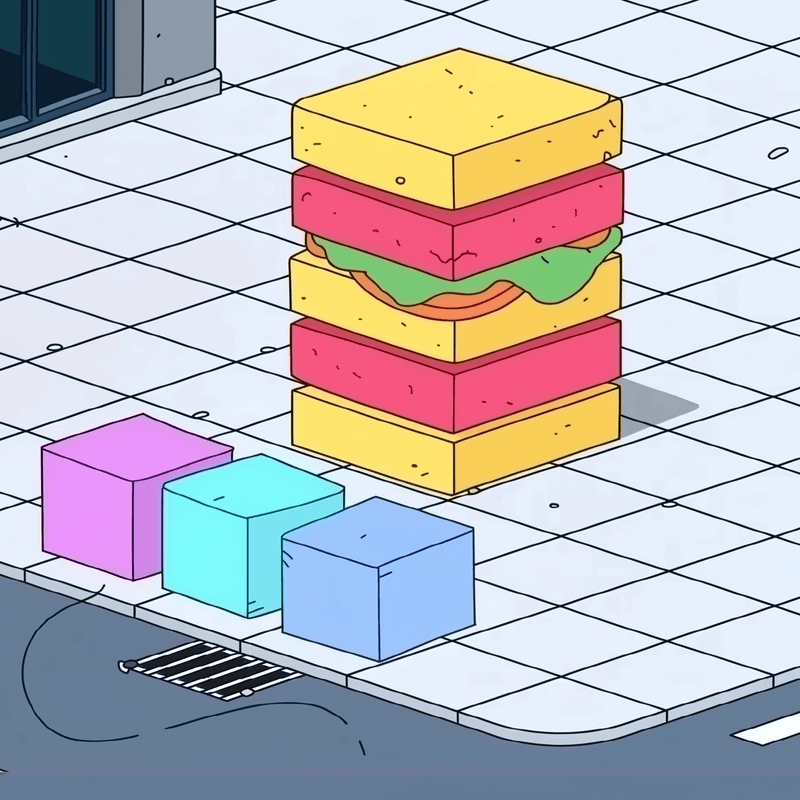 Colorful multiplying cubes illustration
