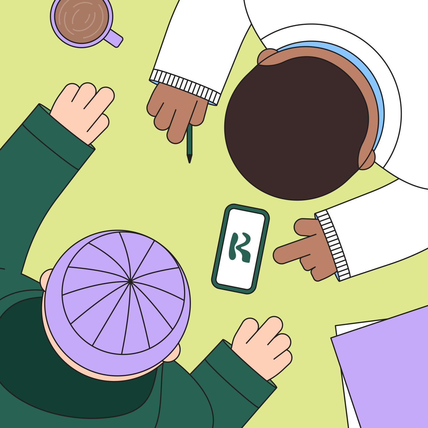 Illustration showing doctor and patient discussing with help of Replica Health App